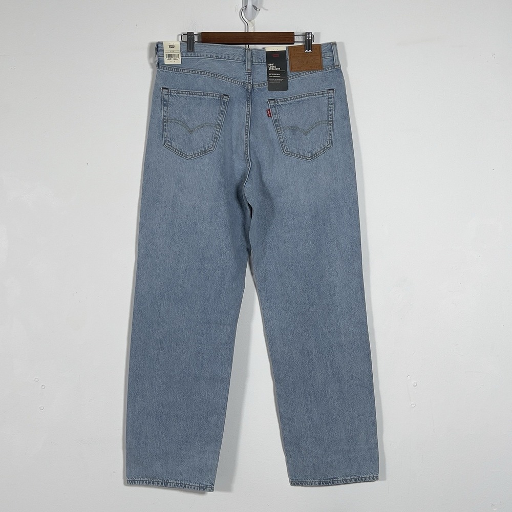 Levis 568 Loose Straight Jeans Mens Sz 34x32 Blue Denim Linen Cotton Blend - Picture 3 of 16